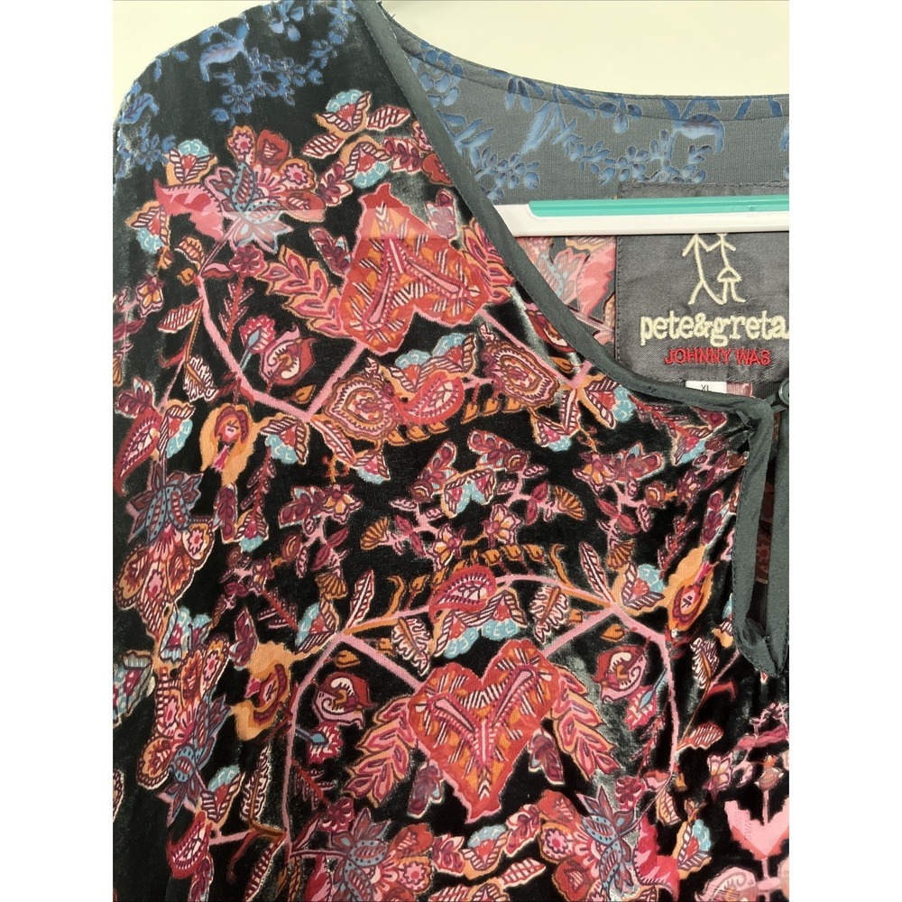 NWT Johnny Was Pete & Greta Betimo Velvet Burnout Tunic Dress XL w/ Slip - Picture 3 of 8